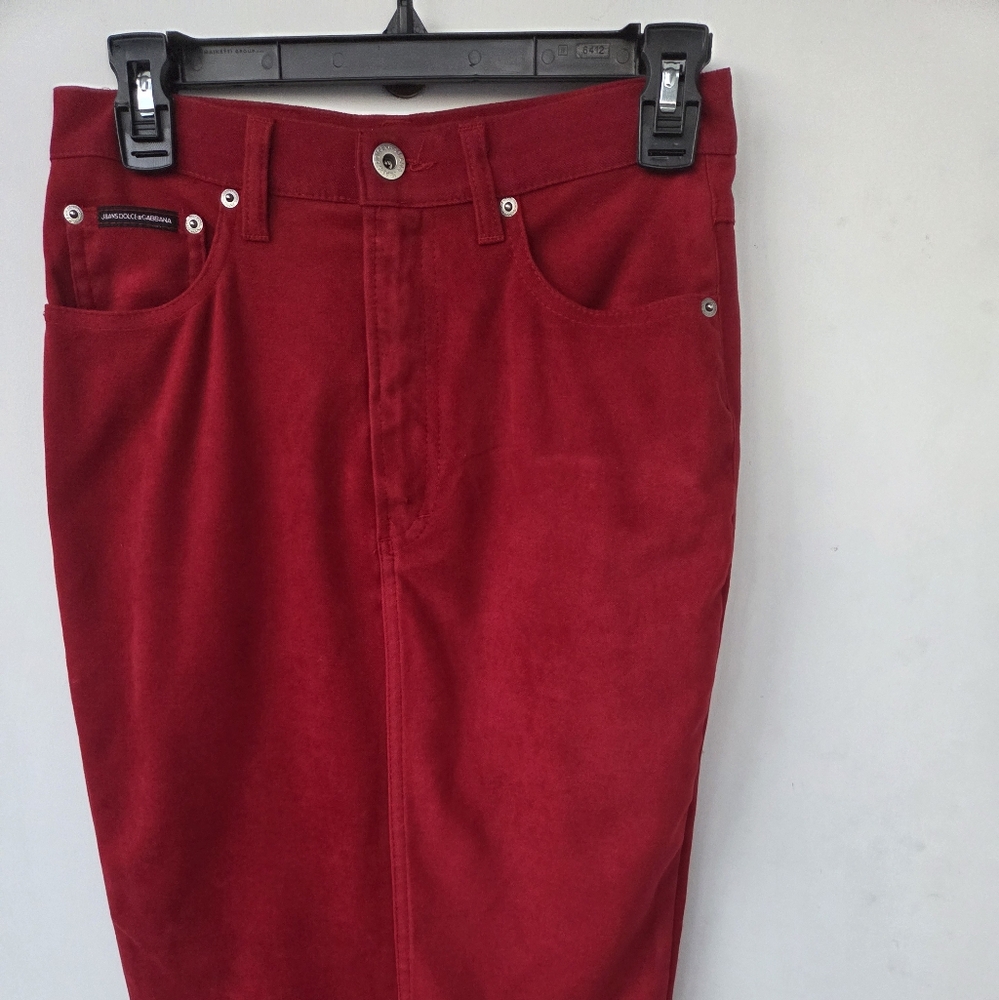 Dolce & Gabbana Vibrant Red Denim Jeans Skirt 26/40.